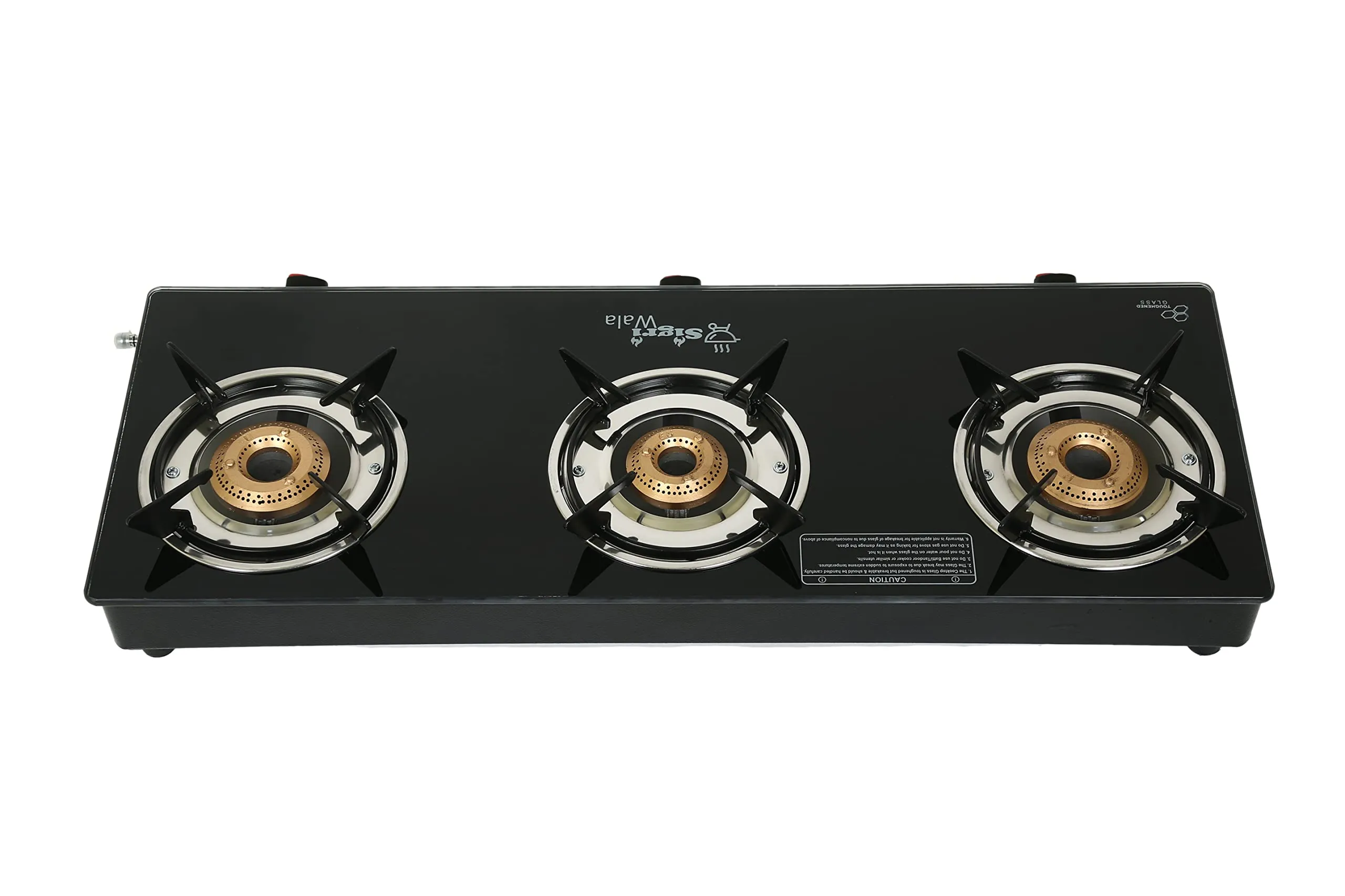 SigriWala Manual Gas Stove 3 Burner, Toughened Glass Top, Black (ISI Certified, Door Step Service, 300 Days Warranty)