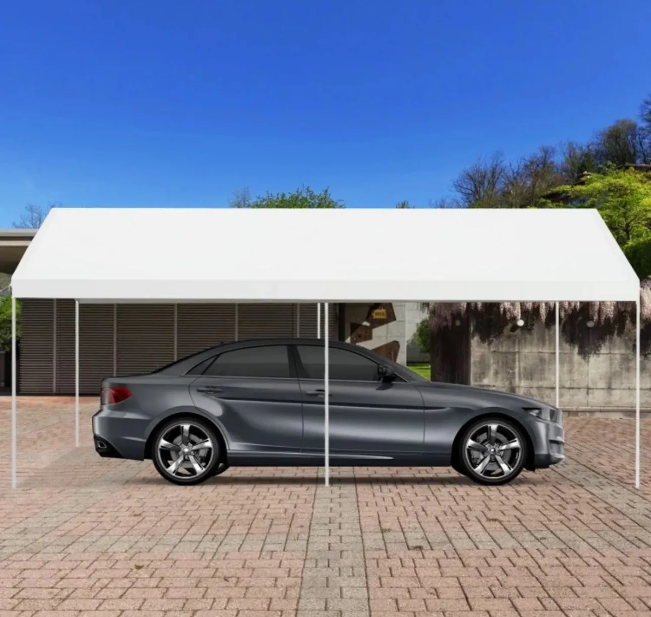 Super Duty Steel Portable Frame Car Tent Shelter | 10x20 Ft | Weather Resistant | Easy Assembly