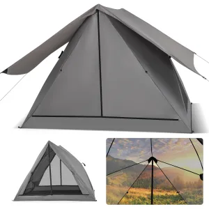 Tangkula Pop Up Camping Tent for 2-3 Person, 360° One-Way See-Through Backpacking Tent with Removable Rainfly