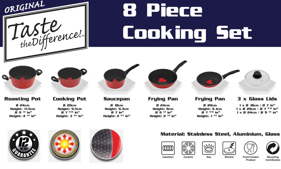 Taste the Difference 8 Piece Cookware Set- Non Stick