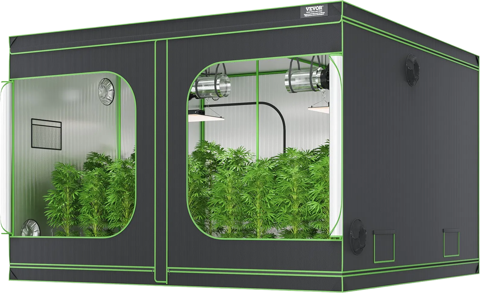 Vevor Grow Tent 10' x 10' High Reflective Mylar with Observation Windows New