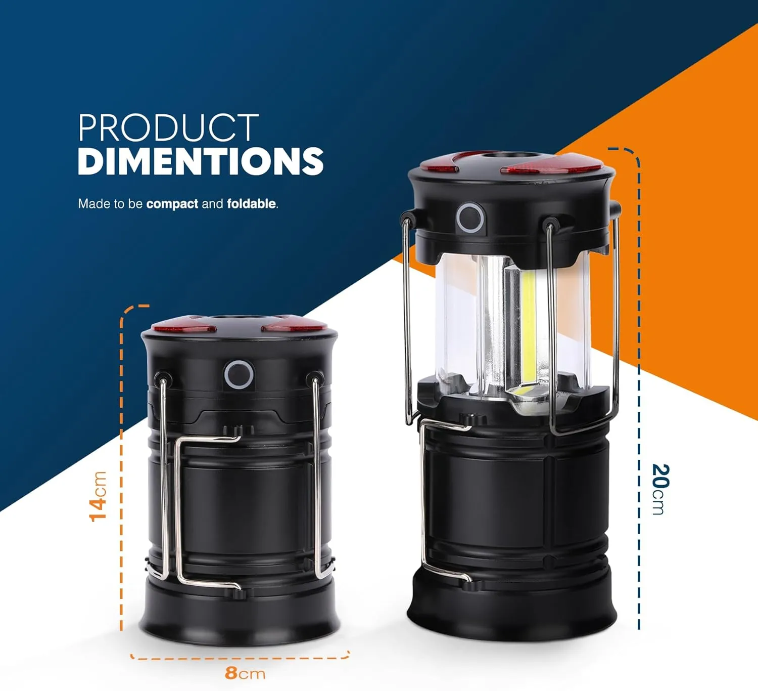 Voyager 6-in-1 Portable Camping Lantern (2-Pack) – Compact, Rechargeable Camping Lights with Torch, Strobe, SOS Red Light, Water-Resistant Design, Strong Hook & Magnetic Base